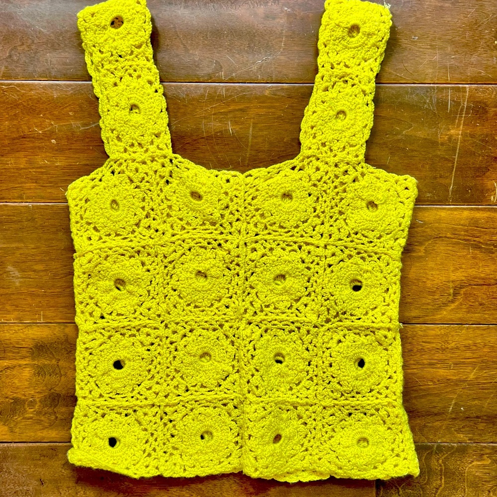 Vintage handmade yellow crochet top
